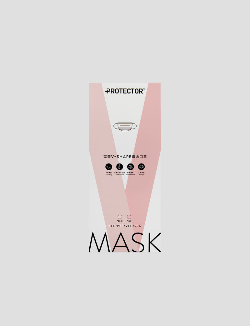 PROTECTOR完美V-SHAPE纖面口罩, 粉紅色/桃色